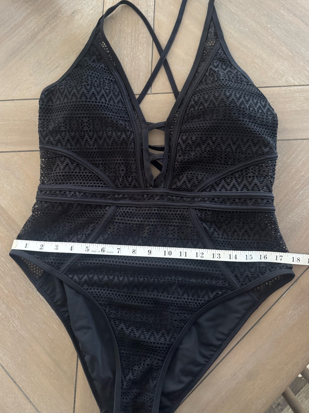 Black Crochet Lace One-Piece Swimsuit - Picture 12 of 13